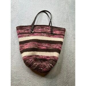 Knitted handBag large wool blend handmade